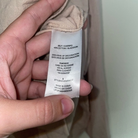 Every Oversized Cream 100% Cotton Button Down Poplin Top Size Small - Picture 4 of 6